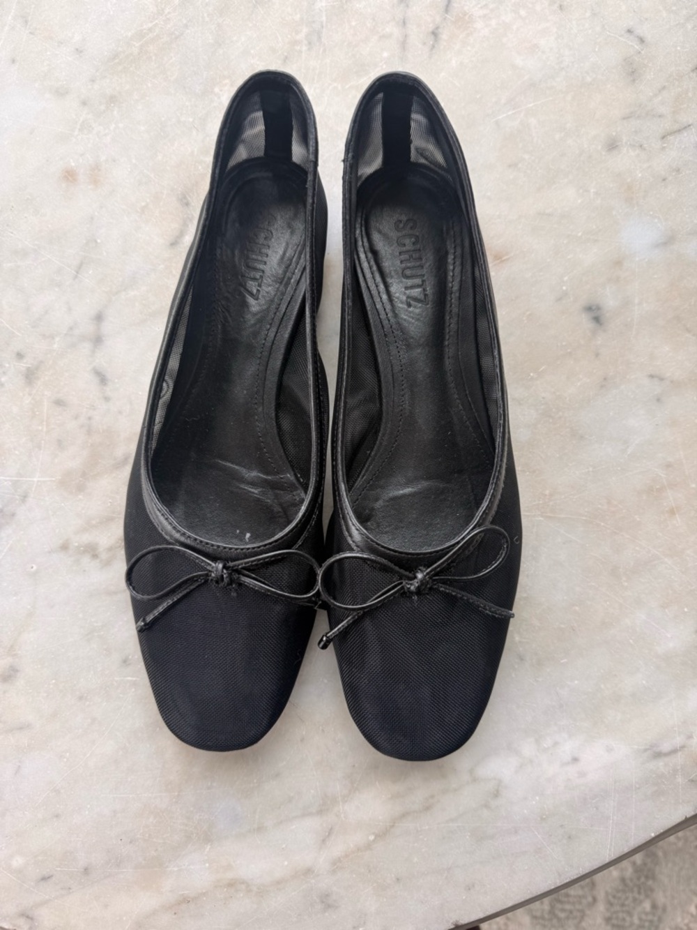 Schutz Mesh Black Ballet Flats with Bow